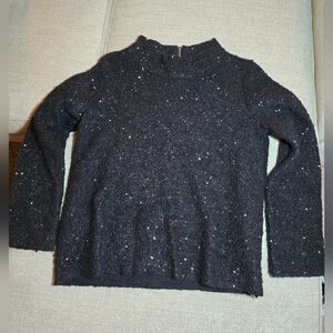 Soft Surroundings Black Textured Sweater with Sparkle Accents Petite MEDIUM EUC